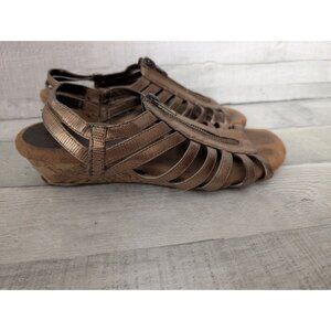 American Eagle Bronze Gladiator Sandals Wedge Heel Cork Sole US Size 7